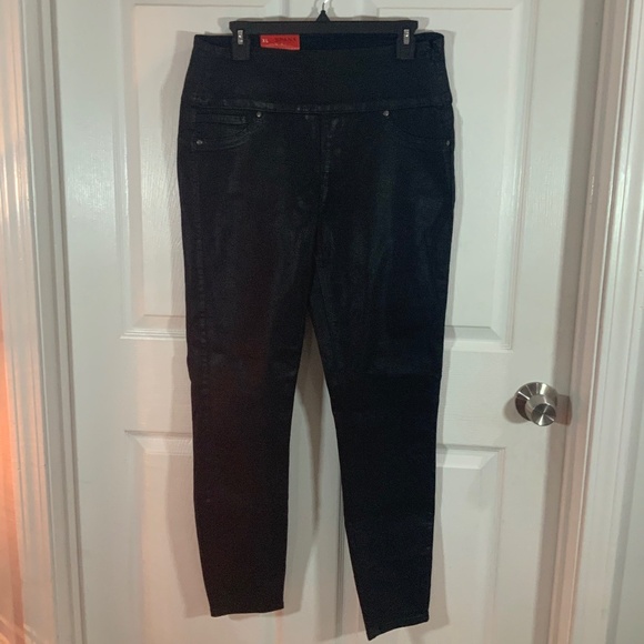SPANX Alexia Black Wax Coated Slimming Denim Leggings Size XL - Picture 11 of 11